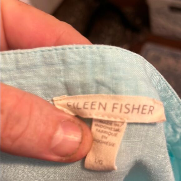 Eileen Fisher Organic Linen Light Blue Button-Up Shirt Minimalist Boho - Picture 6 of 11